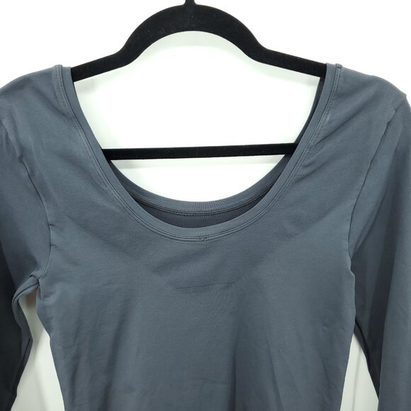 NWT SPANX Long Sleeve Bodysuit Scoop Neck FS6015 Sz L Steel Gray - Picture 10 of 16
